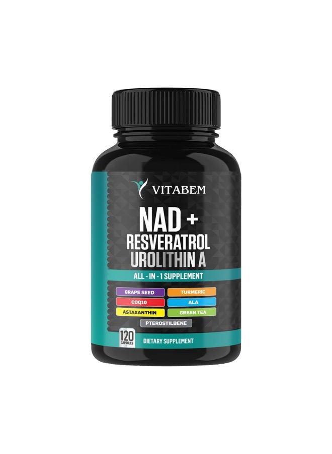 Vitabem NAD+ Supplement Complex – NAD Supplement+ 300 mg with Astaxanthin, Urolithin A, Resveratrol, CoQ10 & Antioxidant Blend – Cellular Energy, Mitochondrial Support – 120 Count (Pack of 1) - Image 4